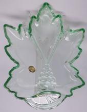 Tiara Exclusive Glass Green Grape Leaf Divided Dish