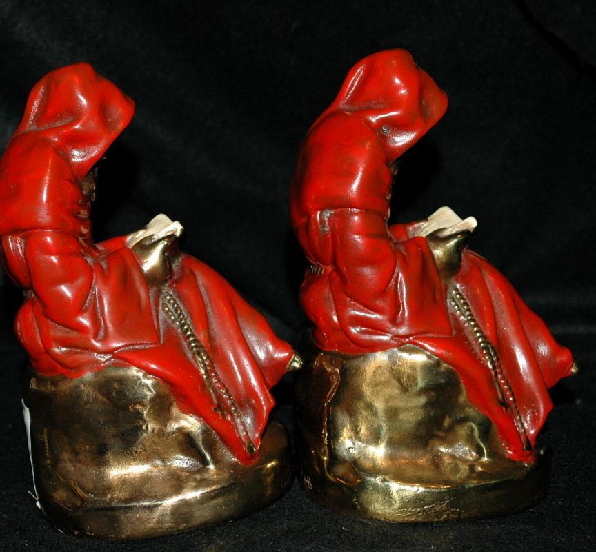 Bookends Antique Electroformed Bronze Clad Monk Book Ends Pair