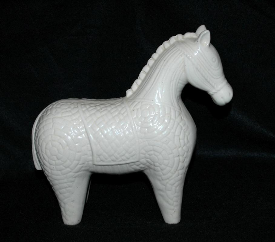 Ivory Porcelain Ceramic Tang Chinese War Horse Statue