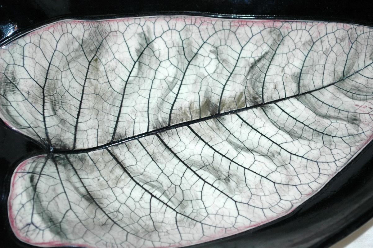 Large Leaf Platter Dish Art Pottery Signed
