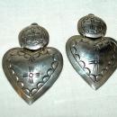 Native American Sterling Silver Heart Concho Clip Large On Earring Signed HDM