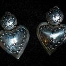 Native American Sterling Silver Heart Concho Clip Large On Earring Signed HDM