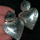 Native American Sterling Silver Heart Concho Clip Large On Earring Signed HDM