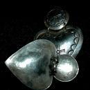 Native American Sterling Silver Heart Concho Clip Large On Earring Signed HDM