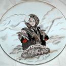 Alaska Eskimo Girl Hand Painted Signed Platter, Drarer, from Kodiak Navy Wives Club