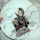 Alaska Eskimo Girl Hand Painted Signed Platter, Drarer, from Kodiak Navy Wives Club