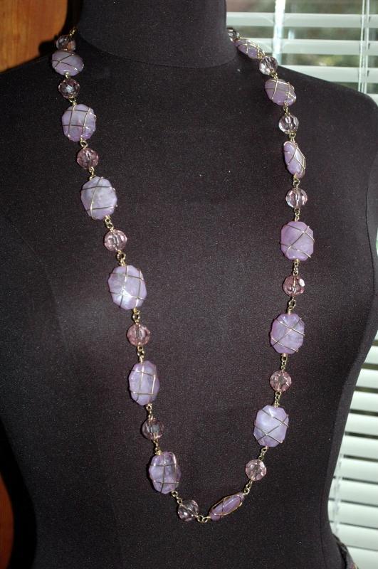 Joan Rivers Purple Amethyst Wire Wrapped Nugget Necklace