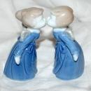 Kissing Angel Figurines , Japan with blue oval stickers