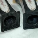 A Pair of O & EG (Oscar & Edgar Gutherz) Royal Austria Porcelain Candlesticks Black with Roses