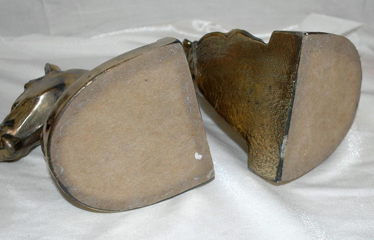 EQUESTRIAN BOOKENDS - HORSE HEAD BOOKENDS - CAST METAL Brass BOOKENDS