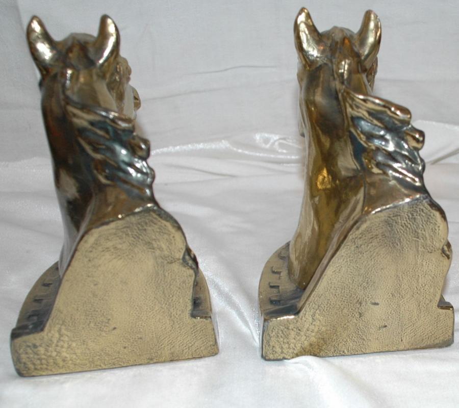 EQUESTRIAN BOOKENDS - HORSE HEAD BOOKENDS - CAST METAL Brass BOOKENDS
