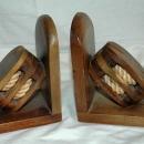 Wood Pulley Rope Bookends / old hand crafted