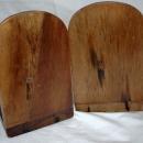 Wood Pulley Rope Bookends / old hand crafted