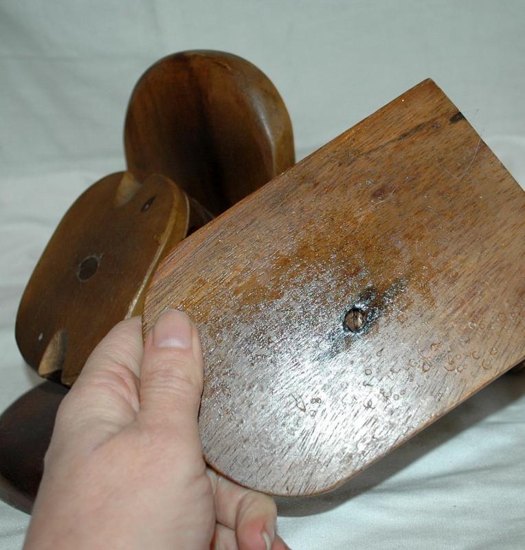 Wood Pulley Rope Bookends / old hand crafted