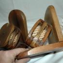 Wood Pulley Rope Bookends / old hand crafted