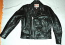 Vint. Black Leather MotorCycle Biker Jacket 38