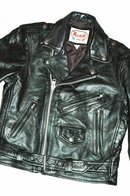 Vint. Black Leather MotorCycle Biker Jacket 38
