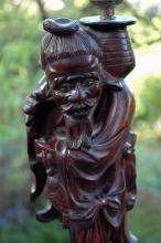 Chinese Immortal Root Wood Carved Table Lamp