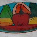 Mexican Folk Art Talavera Pottery Fish Platter Hand Crafted Wall Plate Brilliant Colorful Fruits