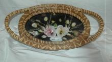 Hand Woven Pine Basket Shells under Glass Tray/ Florida Souvenir