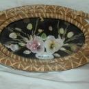 Hand Woven Pine Basket Shells under Glass Tray/ Florida Souvenir