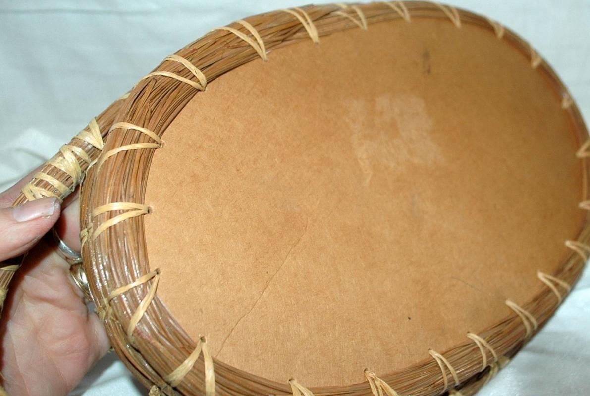 Hand Woven Pine Basket Shells under Glass Tray/ Florida Souvenir