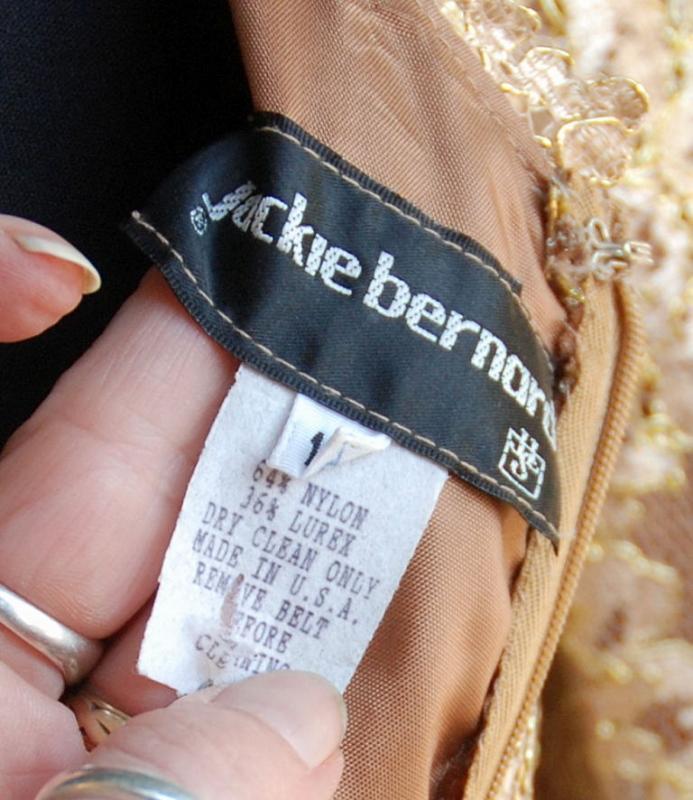 Jackie Bernard Bronze Gold Lace Dress Vintage sz 12 Cocktail Dress