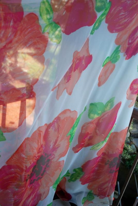 Shannon Rodgers for Jerry Silverman I. Magnin Flowered Chiffon Dress with Attached Scarf or Train