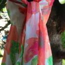 Shannon Rodgers for Jerry Silverman I. Magnin Flowered Chiffon Dress with Attached Scarf or Train