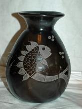 MATEOS MEXICO BLACK POTTERY VASE 9