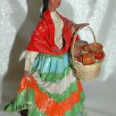 Vintage Mexican Senorita Paper Mache Colorful Traditional Dress Folk Art