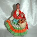 Vintage Mexican Senorita Paper Mache Colorful Traditional Dress Folk Art