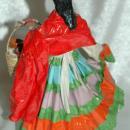 Vintage Mexican Senorita Paper Mache Colorful Traditional Dress Folk Art