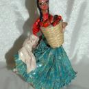 Vintage Mexican Senorita Paper Mache Colorful Traditional Dress Folk Art