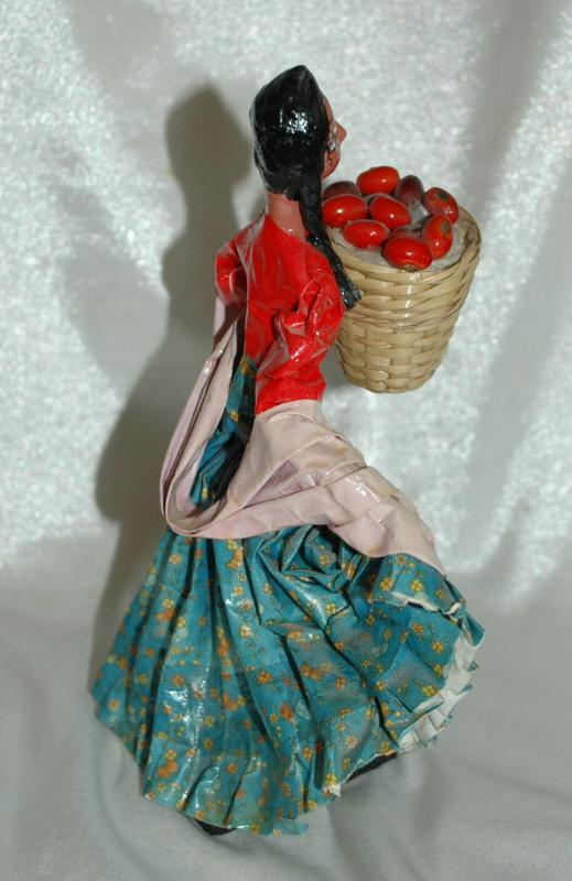 Vintage Mexican Senorita Paper Mache Colorful Traditional Dress Folk Art