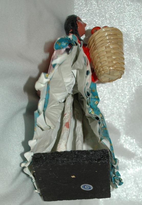 Vintage Mexican Senorita Paper Mache Colorful Traditional Dress Folk Art