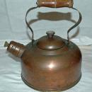 Antique Copper Tea Kettle with Whistle , Moveable Bail