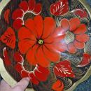 KHOKHLOMA ART - HAND PAINTED MADE IN RUSSIA LACQUERED WOOD Bowl with 2 spoons