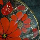 KHOKHLOMA ART - HAND PAINTED MADE IN RUSSIA LACQUERED WOOD Bowl with 2 spoons