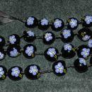 Hand painted Hawaiian Kukui Nut Necklace Lavender Hibiscus Flowers extra long