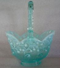 Fenton Blue Ice Opalescent Lily of the Valley Basket.