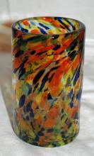 Mexican Hand Blown Art Glass Confetti Tumbler Glass