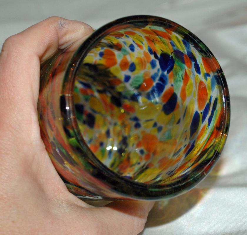 Mexican Hand Blown Art Glass Confetti Tumbler Glass