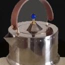Jorgensen Bodum Tea Kettle, Pot, Modernist , Stainless Steel, Teak, Blue Glass