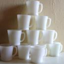 12 Vintage Fire King Anchor Hocking Ivory White D-Handle Coffee Mugs.