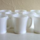 12 Vintage Fire King Anchor Hocking Ivory White D-Handle Coffee Mugs.