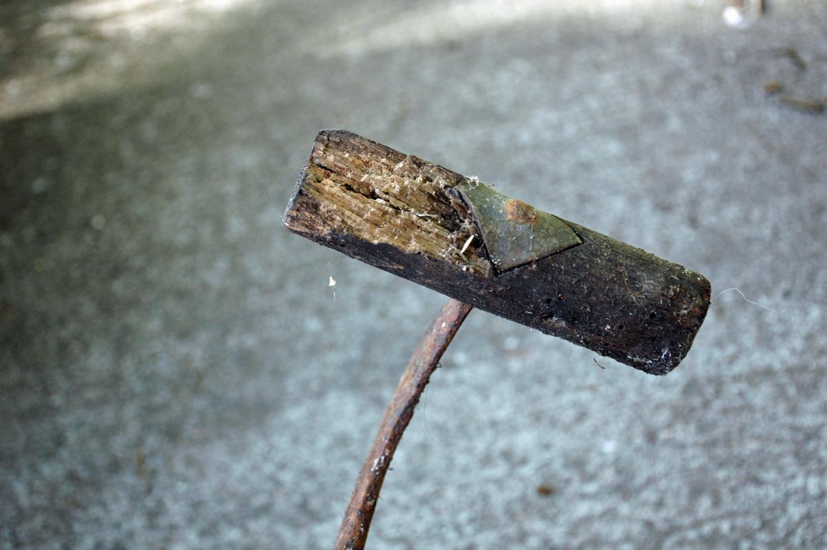 Primitive Antique Hay Hook , Wood Handle with Iron Hook