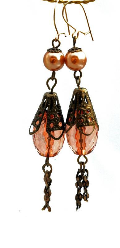 Unique Victorian Dangle Earrings, Hand crafted from faceted Lucite
