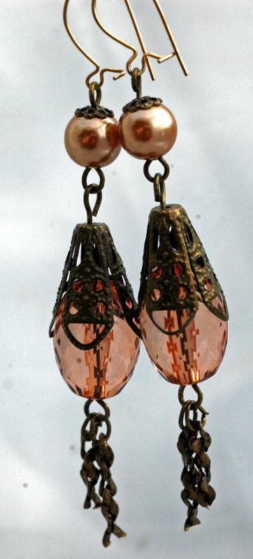 Unique Victorian Dangle Earrings, Hand crafted from faceted Lucite