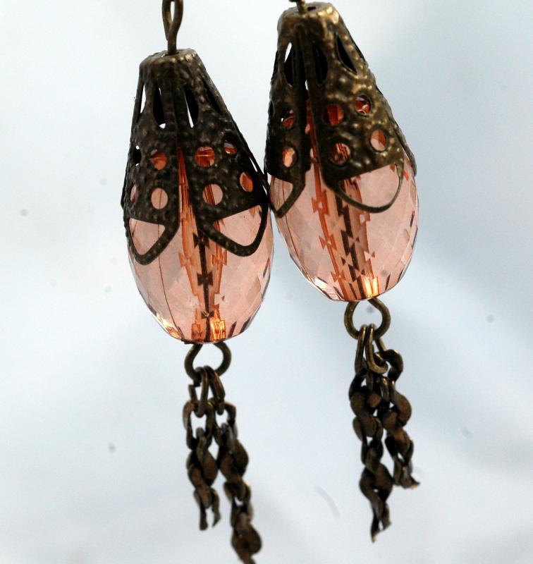 Unique Victorian Dangle Earrings, Hand crafted from faceted Lucite